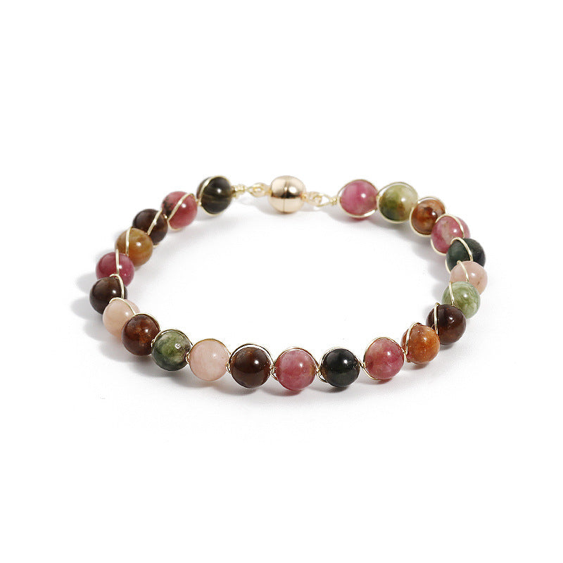 Elegant Sterling Silver Tourmaline Bracelet with Magnetic Buckle