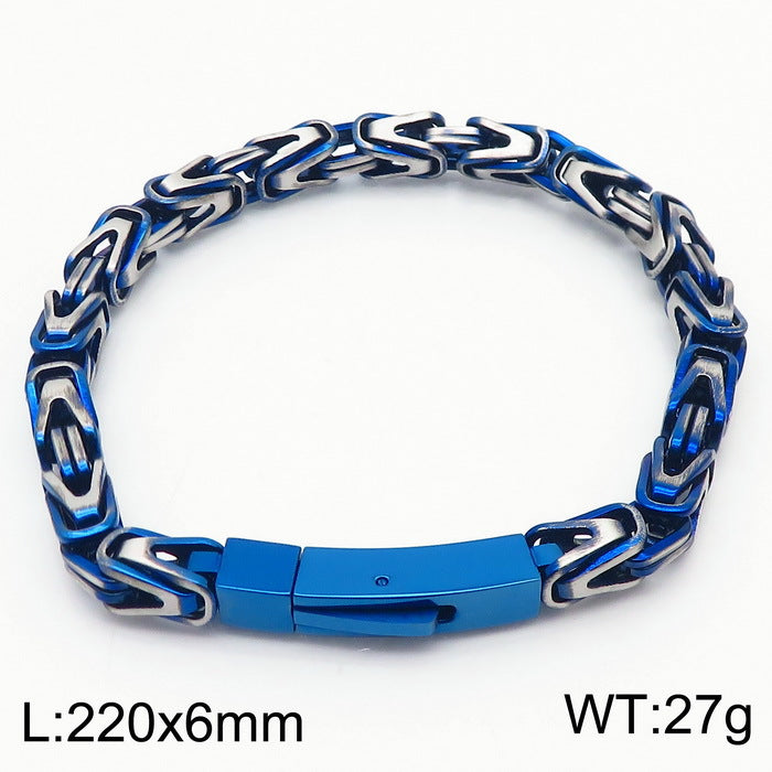 Stylish Hip-Hop Byzantine Bracelet for Men - Glossy 8mm V Type Titanium Steel Emperor Chain