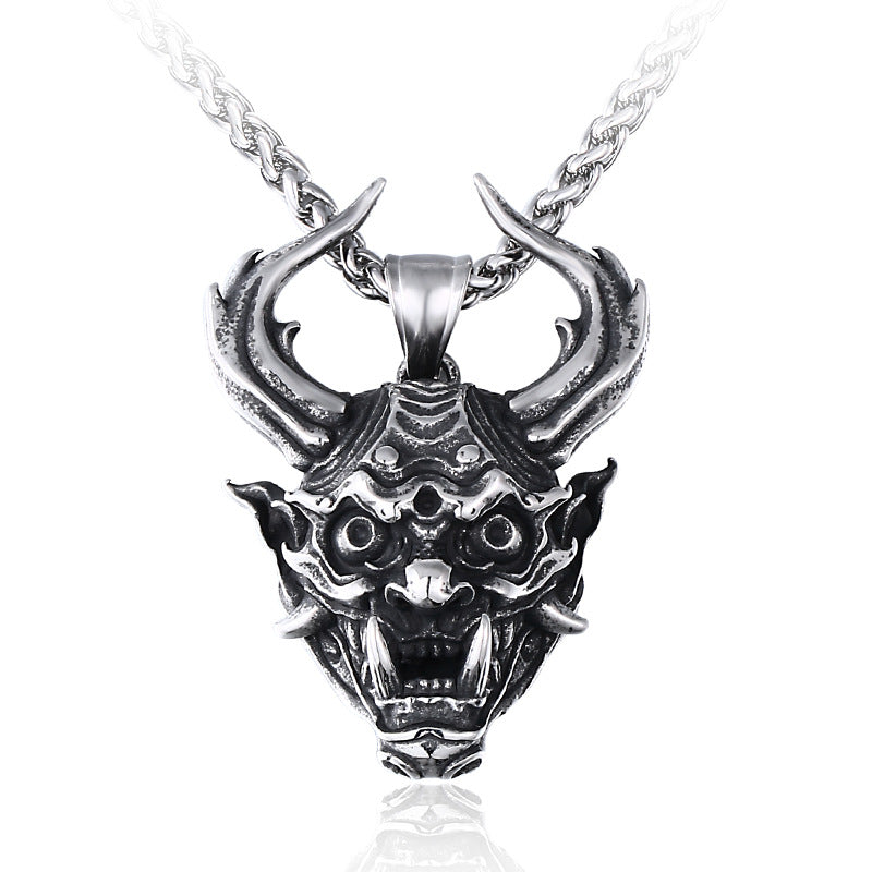 Vintage-Inspired Exaggerated Skull Pendant for Men - Wholesale Evil Mask Jewelry