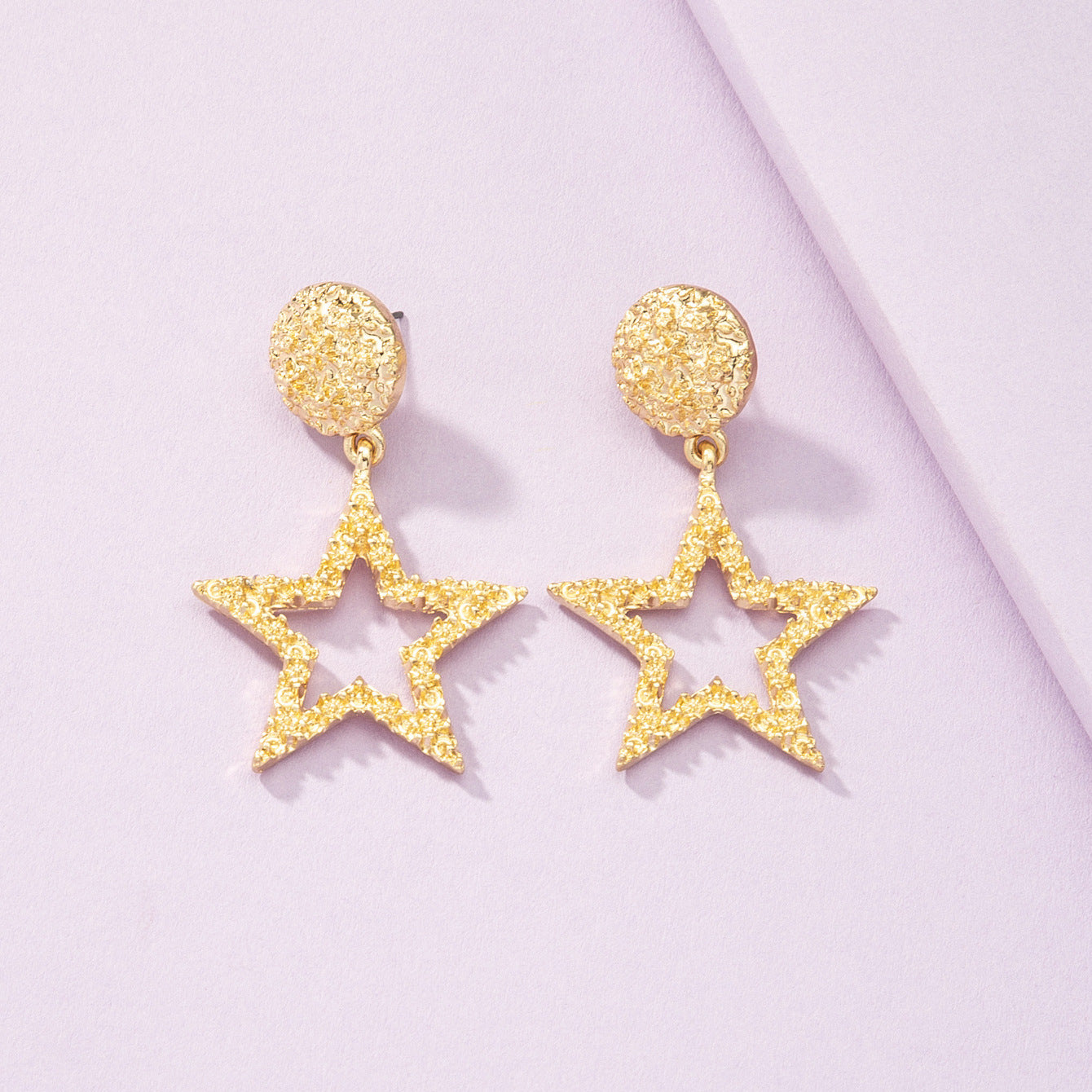 Shiny Metal Pentastar Earrings - Vienna Verve Collection