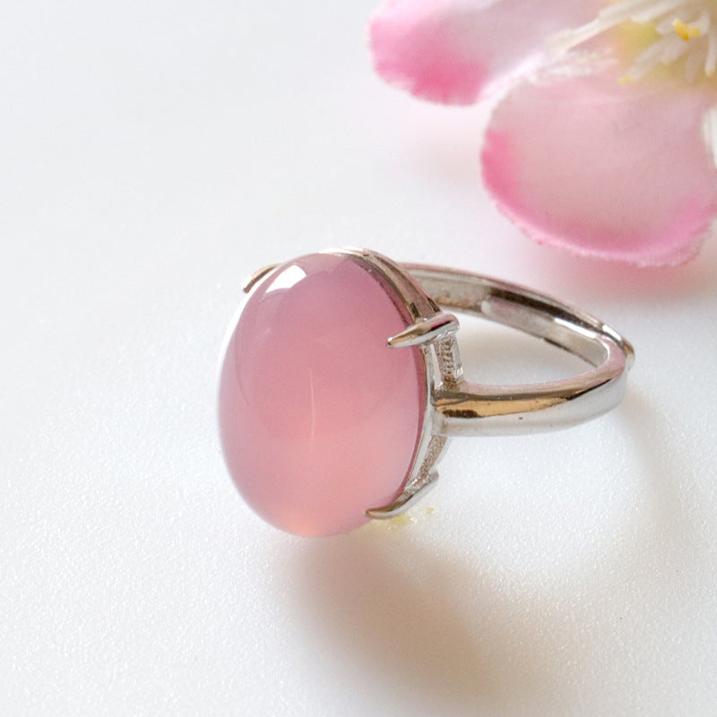 Pink Chalcedony Oval Ring