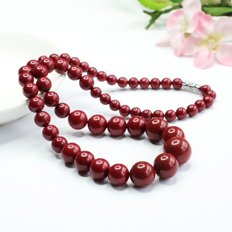 Cinnabar Necklace Different Sizes Beads Chain Jewelry