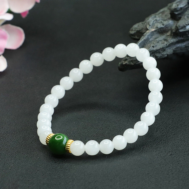 Fortune's Favor White Jade Sterling Silver Bracelet