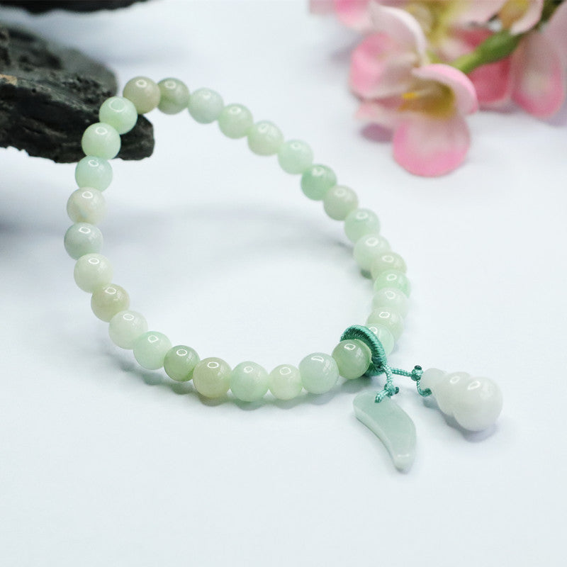 Genuine Jade Gourd Bracelet with Sterling Silver Needle