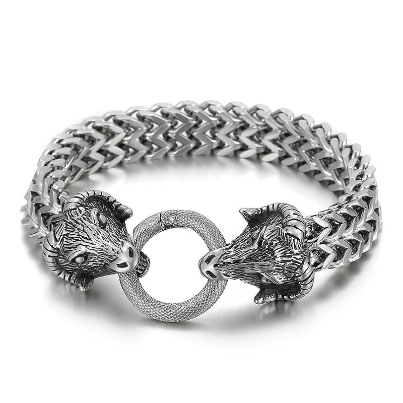 Zodiac-Inspired Double-Layer Titanium Steel Bracelet for Men