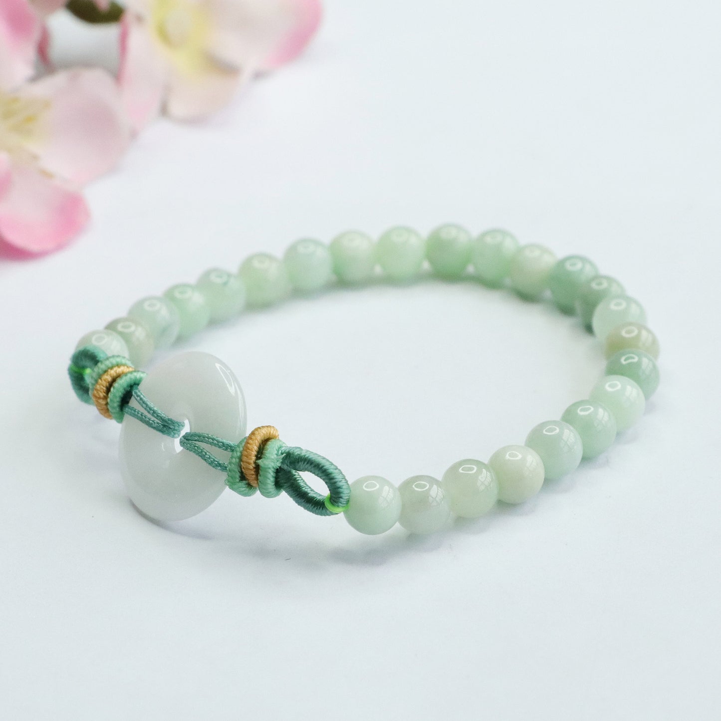 Auspicious Jade Bracelet with Sterling Silver Buckle - Fortune's Favor Collection