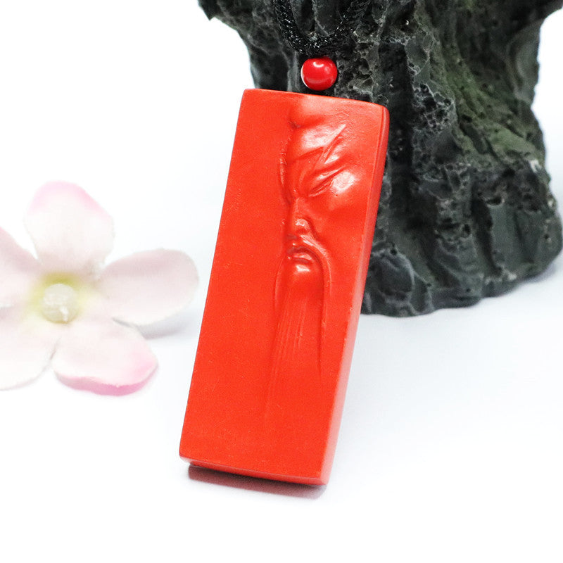 Red Cinnabar Sterling Silver Rectangle Pendant