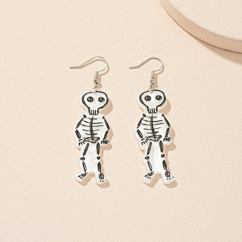 Skull-Inspired Acrylic Earrings with Edgy European Design