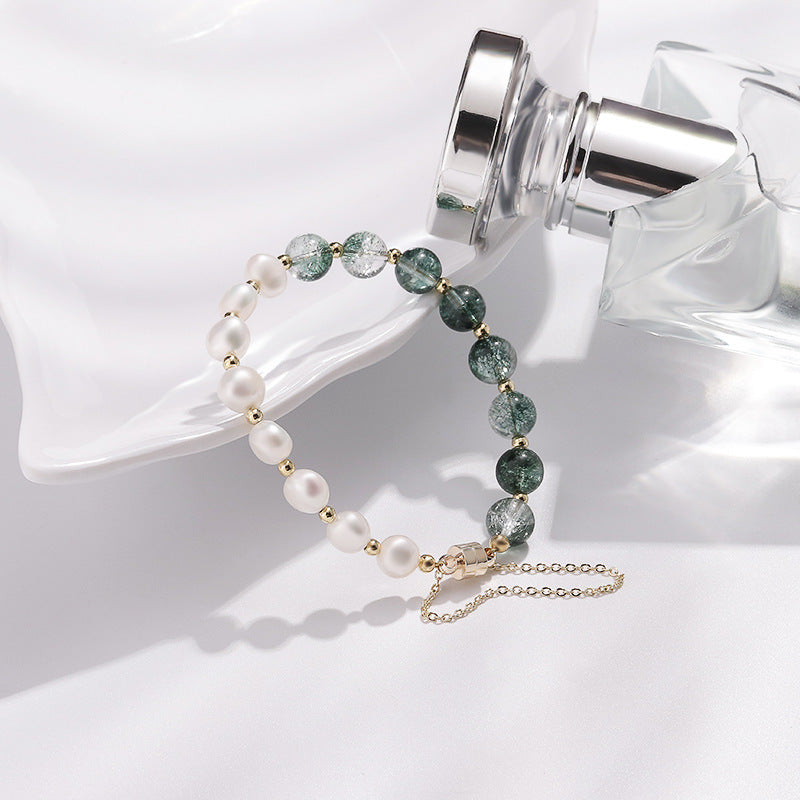 Elegant Women's Crystal and Freshwater Pearl Bracelet with Magnetic Buckle