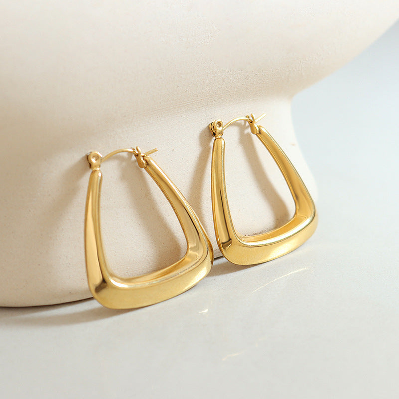 Elegant U-Shaped Earrings in 18k Gold Titanium Steel - Everyday Genie Collection