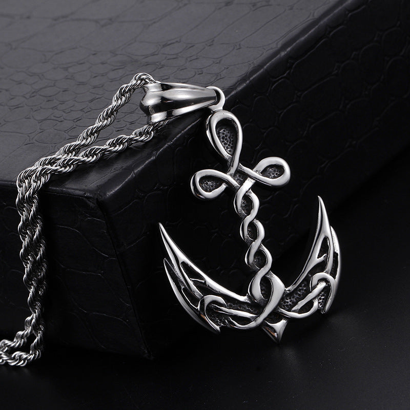 Vintage-Inspired Men's Titanium Steel Anchor Pendant