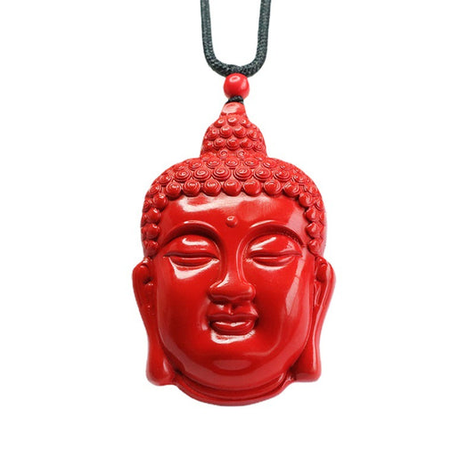 Buddha Head Pendant with Red Sand Ancestral Accent