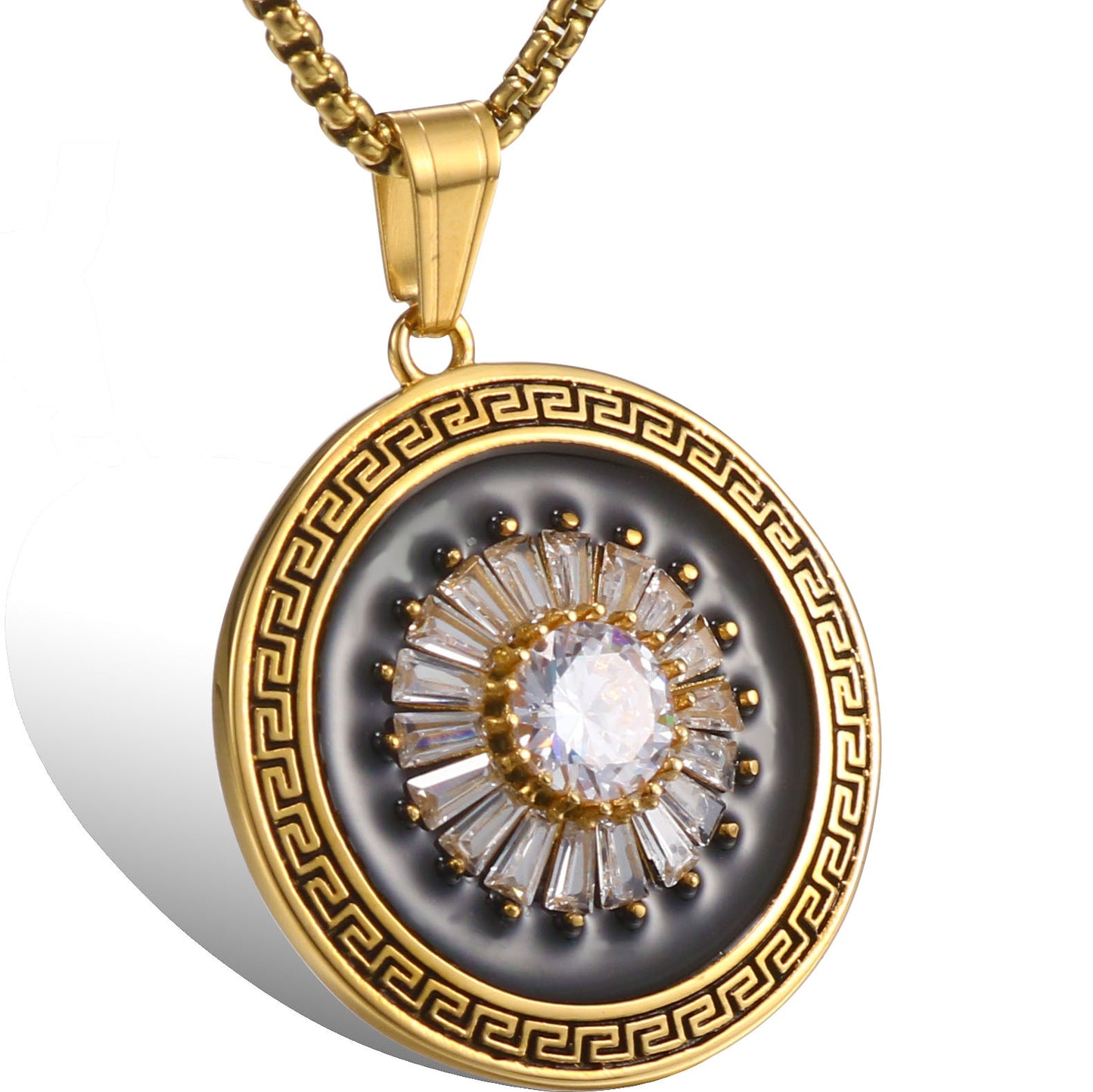 Personalized Retro Titanium Steel Pendant with Zircon-Studded Totem Design for Men