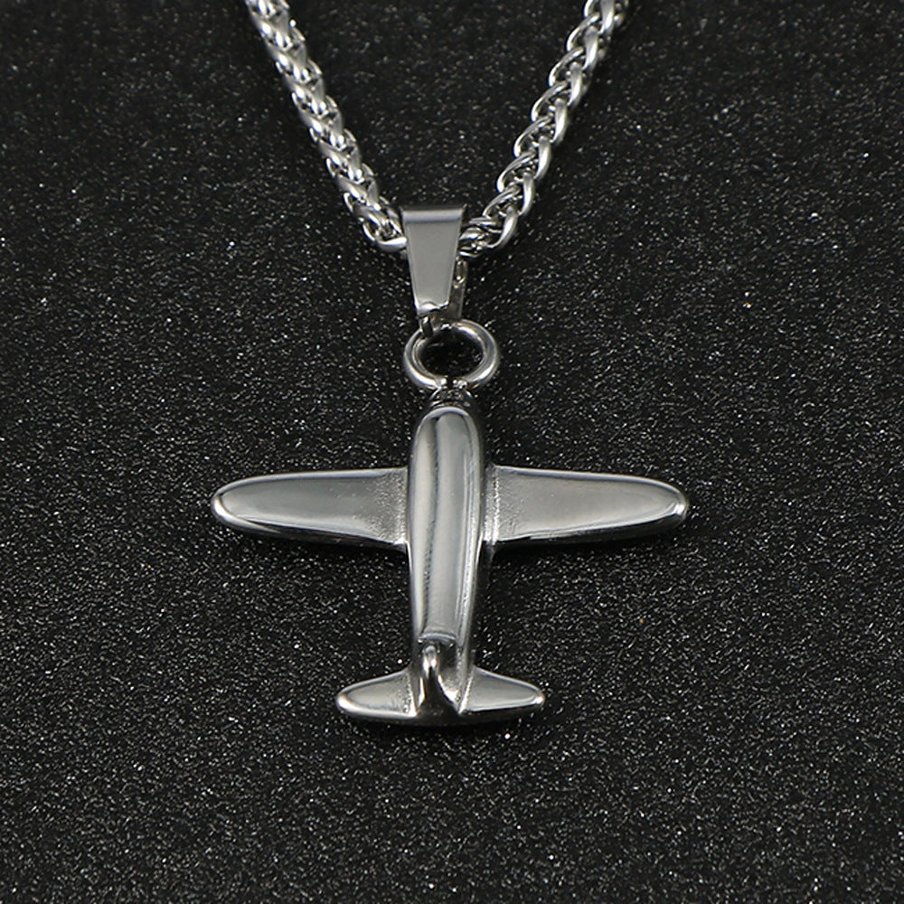 P51 Mustang Fighter Titanium Steel Necklace for Men - Aviation-Inspired Stainless Steel Pendant