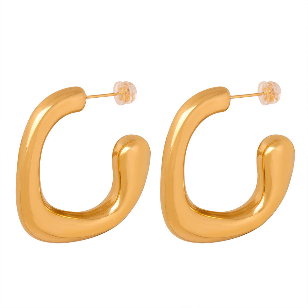 Glamorous Golden G-shaped Geometric Earrings crafted in Titanium Steel - Elegant Women's Jewelry