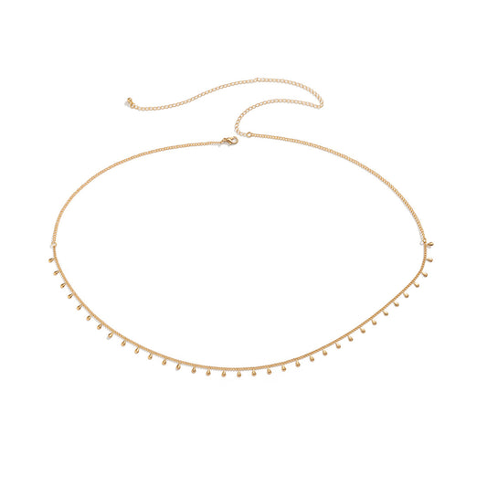 Simple Geometric Metal Body Chain with Tassel Detail for Women