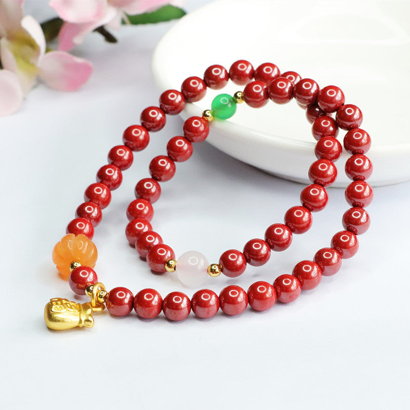 Chinese Imperial Cinnabar Stone Bracelet by Planderful Collection