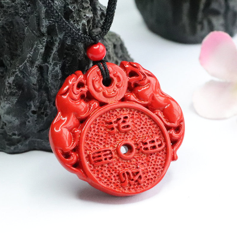 Red Sand Cinnabar Double Pixiu Fortune Protection Pendant