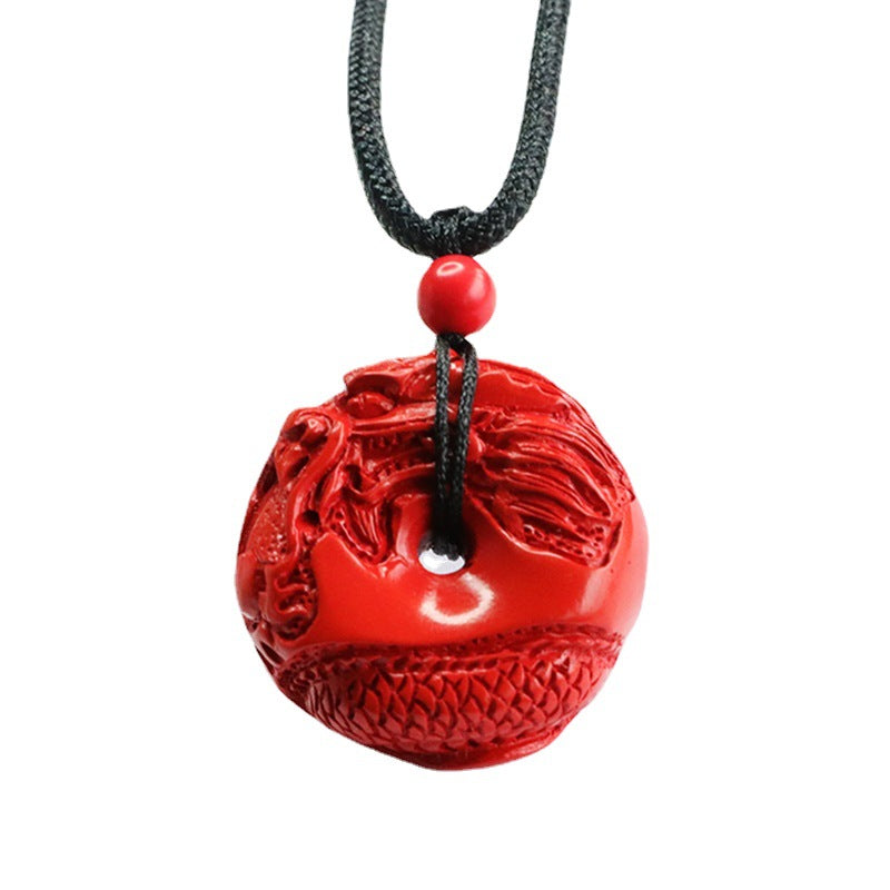 Cinnabar Ping'an Buckle Red Sand Carving Dragon Pendant