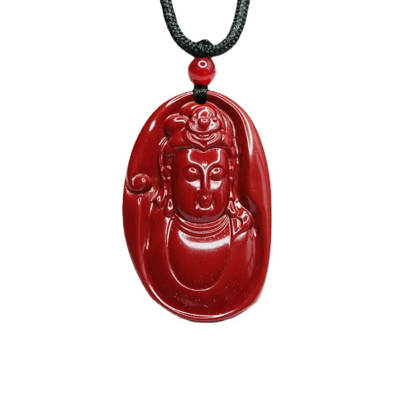 Vermilion Sand Ruyi Pendant with Purple Gold Sand Avalokitesvara Head