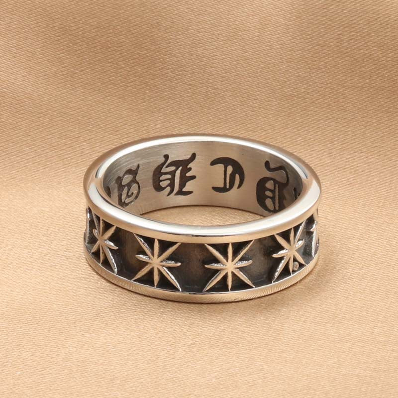 Retro Titanium Steel Star Ring for Men - Trendy Octagonal Design Jewelry Accessory