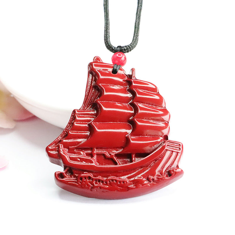 Smooth Sailboat Pendant with Cinnabar Stone from Planderful Collection