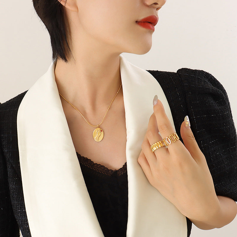 Chic Gemstone Collarbone Necklace with Zircon Details