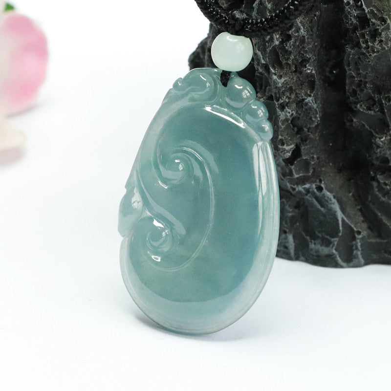 Fortune's Favor Sterling Silver Ruyi Jade Pendant