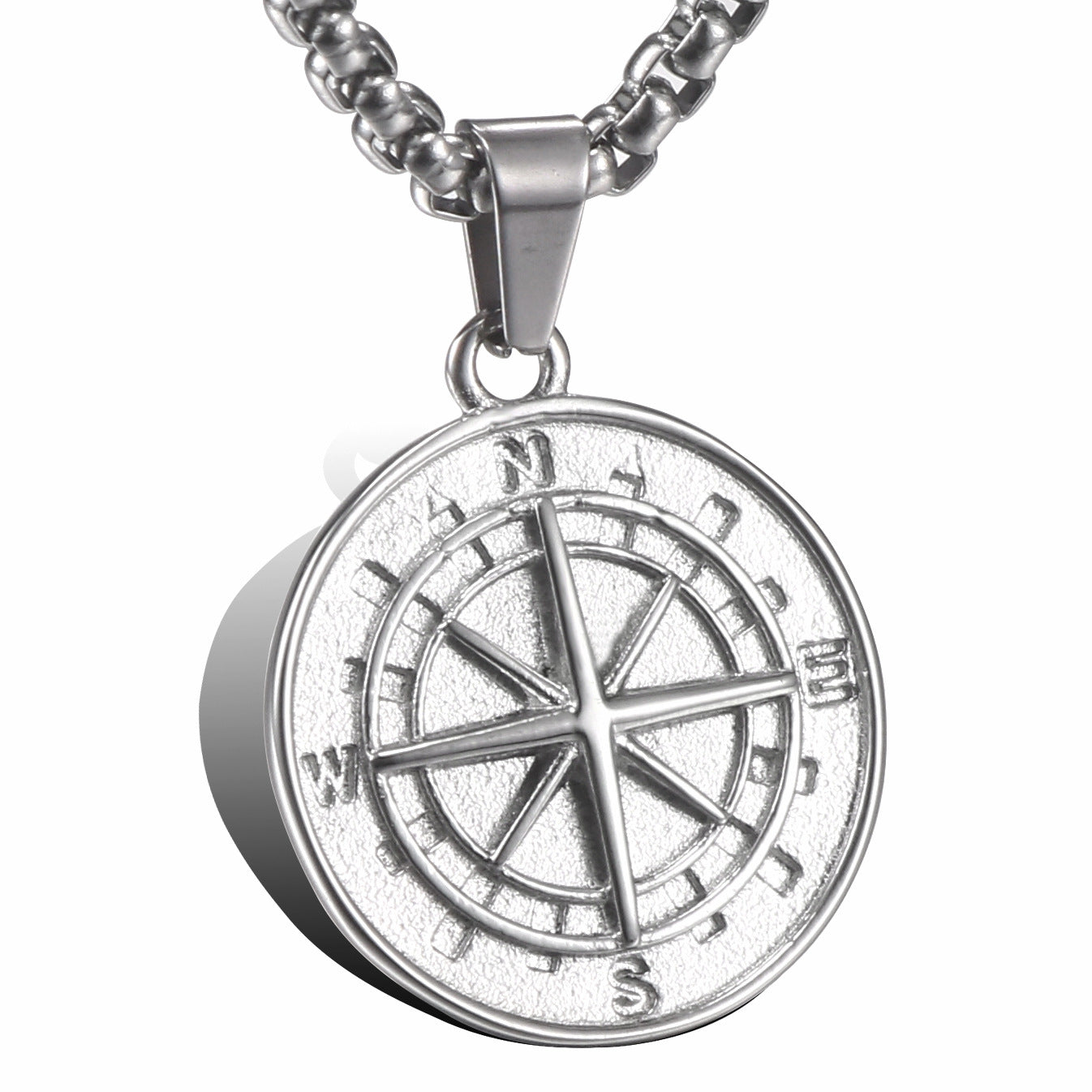 Stylish Titanium Steel Compass Pendant for Men - Personalized American and European Fashion Design