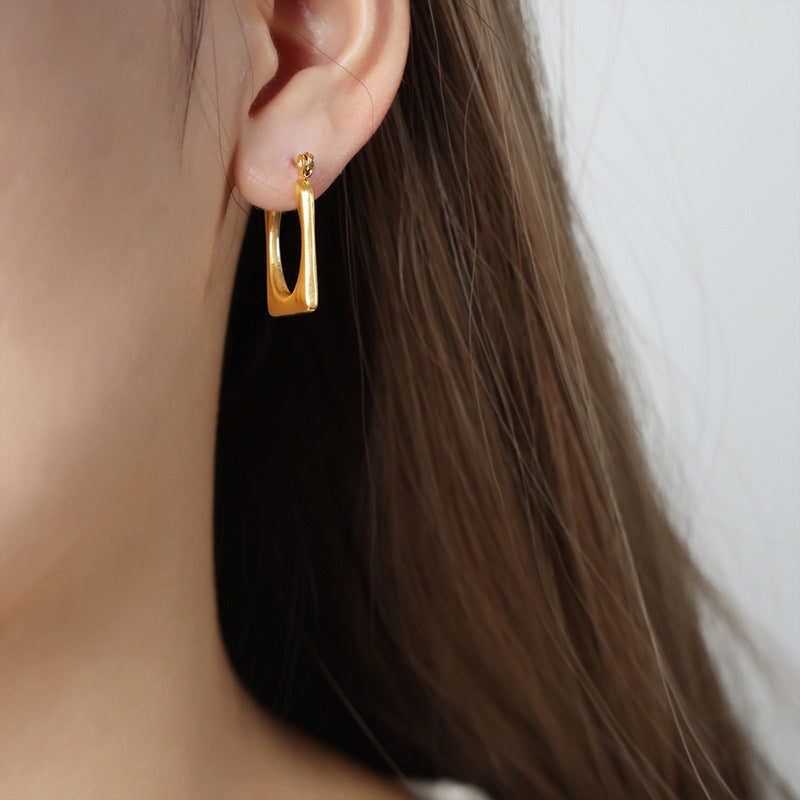 Exquisite Geometric Gold-Plated Earrings with Metal Needles by Planderful Collection