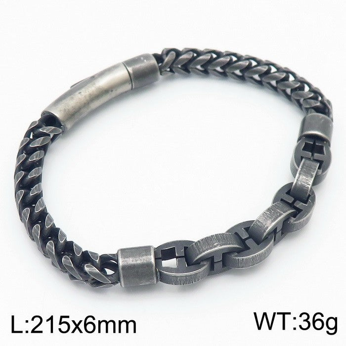 High-End Splicing Chain Bracelet for Men - Versatile Vacuum Electroplated Design