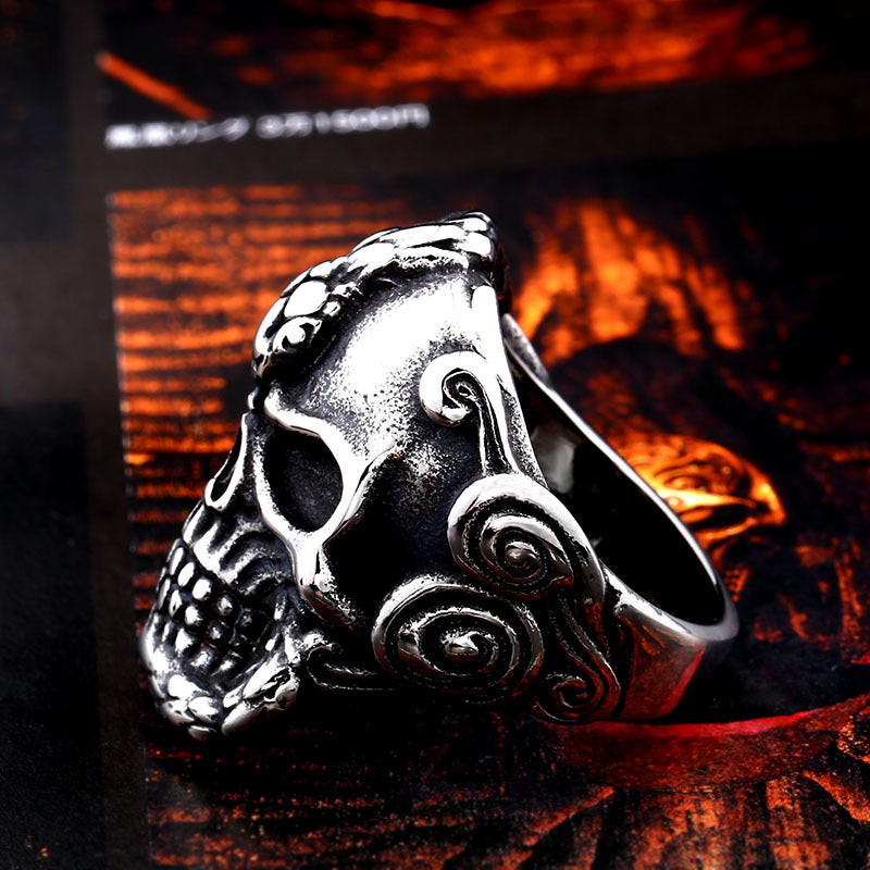 Skull and Snake Titanium Steel Ring for Men - Bold Retro Style Jewelry