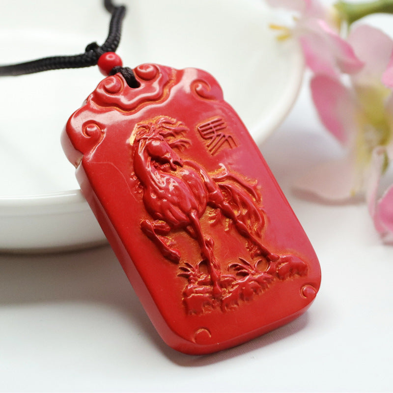 Red Sand Jewelry Featuring Good Luck Horse Brand Pendant Made with Vermilion Sand