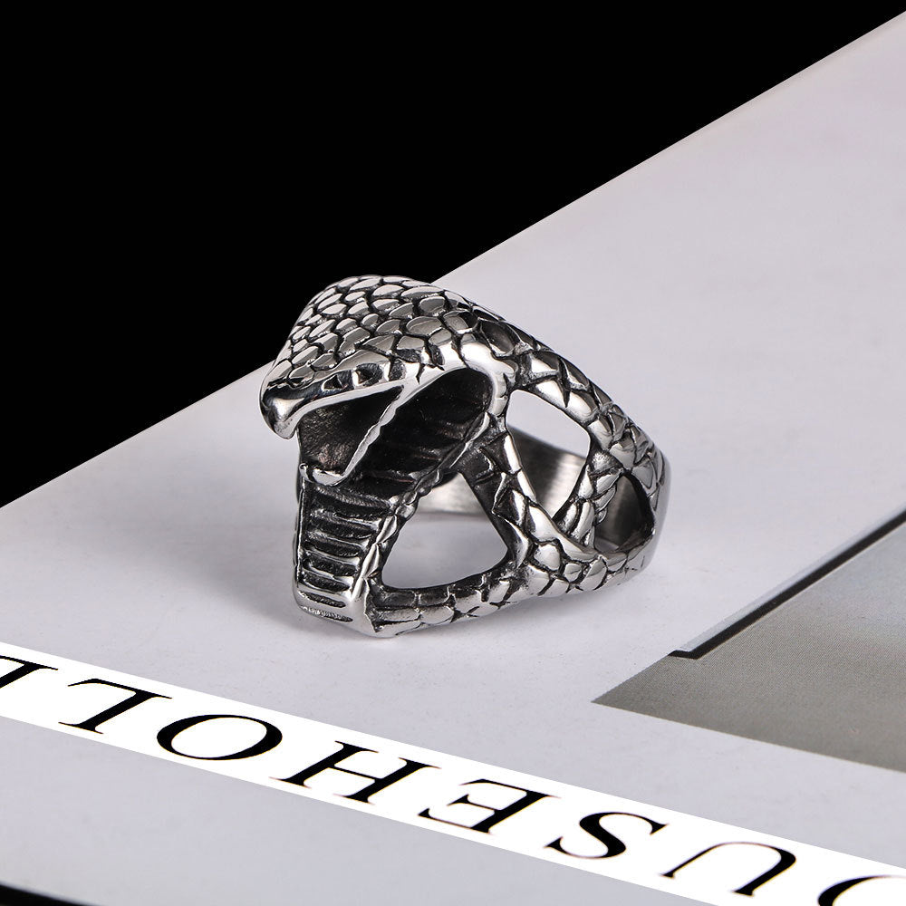 Trendy Men's Titanium Steel Snake Ring - Kobe Mamba Cross-Border Jewelry