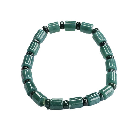 Blue Water Old Jade Sterling Silver Bracelet