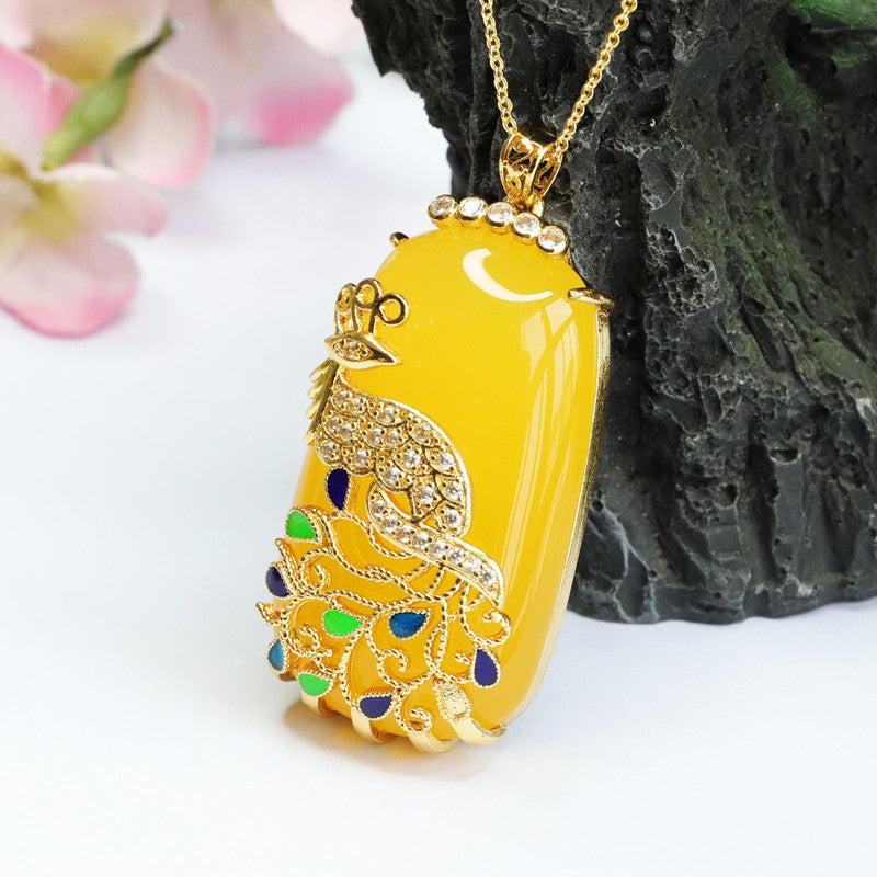 Golden Phoenix Chalcedony Pendant Necklace from Fortune's Favor Collection