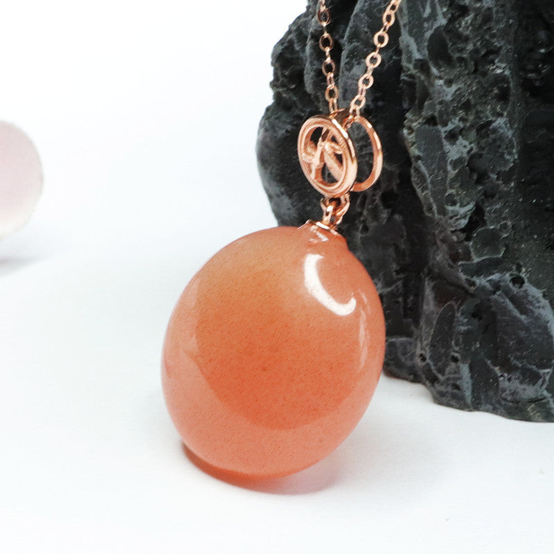 Rose Gold Necklace with Sterling Silver Agate Pendant