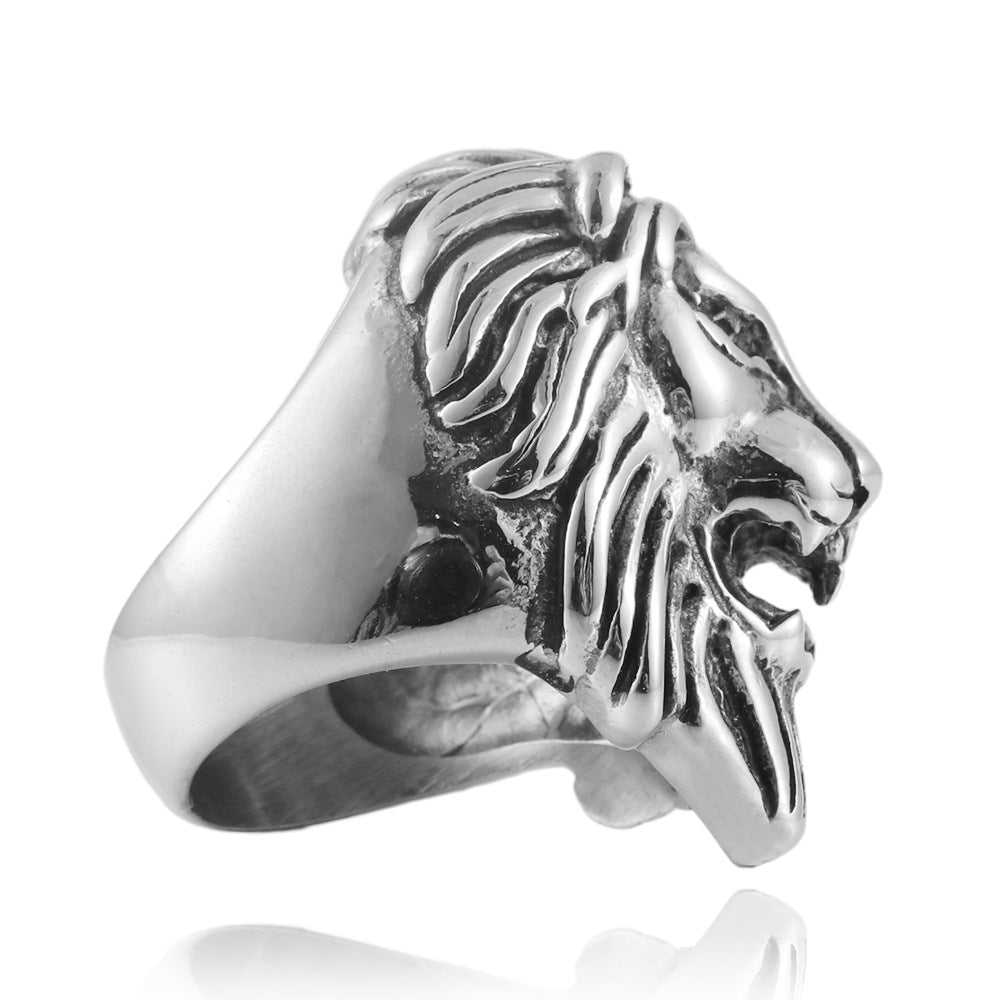 Titanium Steel Lion King Ring for Men and Women - Versatile Fashion Statement in European and American Style