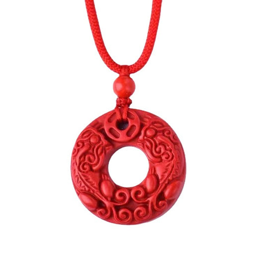 Red Sand Stone Double Pixiu Wealth and Protection Pendant Necklace