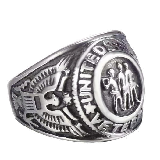 Vintage Military-Inspired Titanium Steel Men's Ring - Customizable Stainless Steel Jewelry for Men