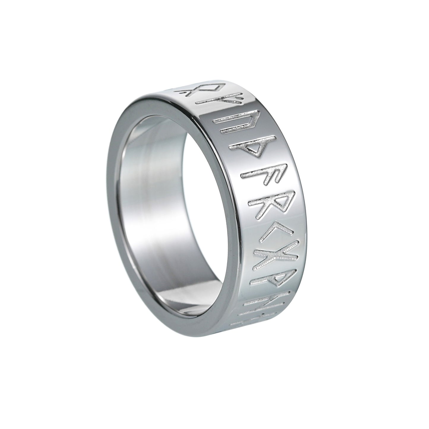 Nordic Pirate Viking Rune Steel Ring for Men - Size 7-12