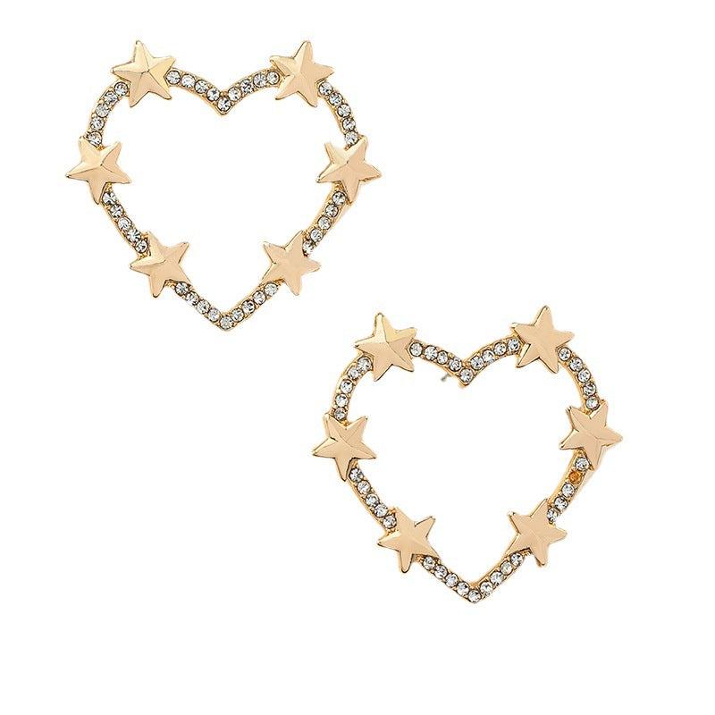 Rhinestone Embellished Love Earrings - Vienna Verve Collection