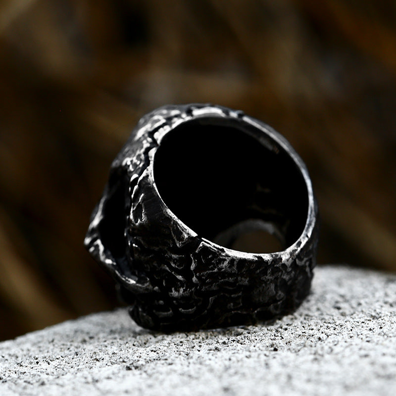 Punk-Inspired Dominant Skull Titanium Steel Ring for Men – Wholesale Stainless Steel Collection