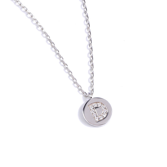 D Letter Circular Medallion Pendant Silver Necklace