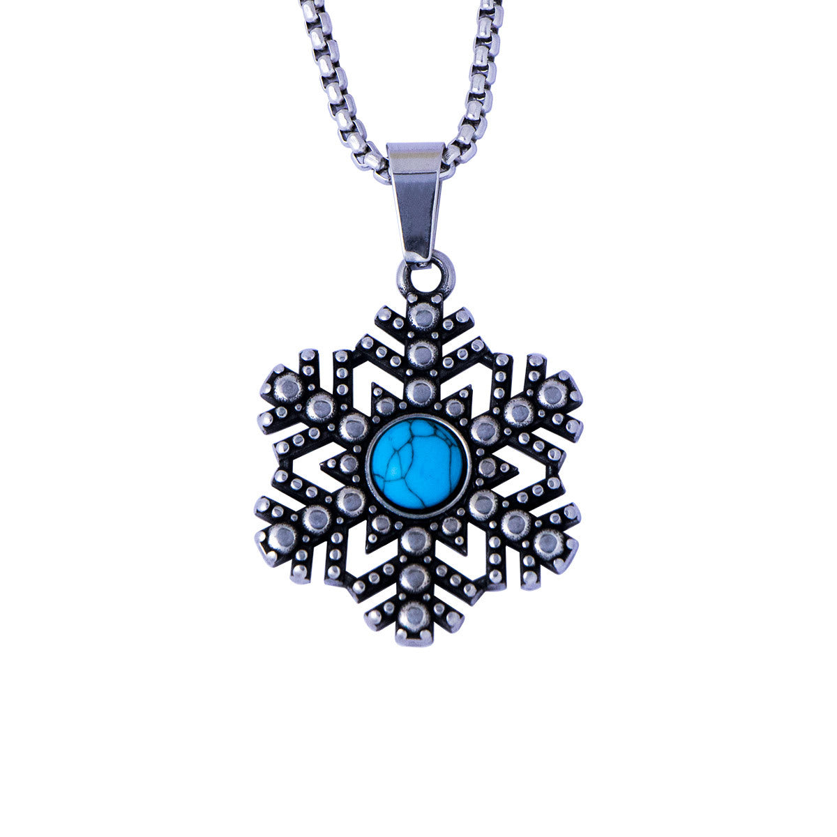 Winter Wonderland Stainless Steel Snowflake Necklace for Men