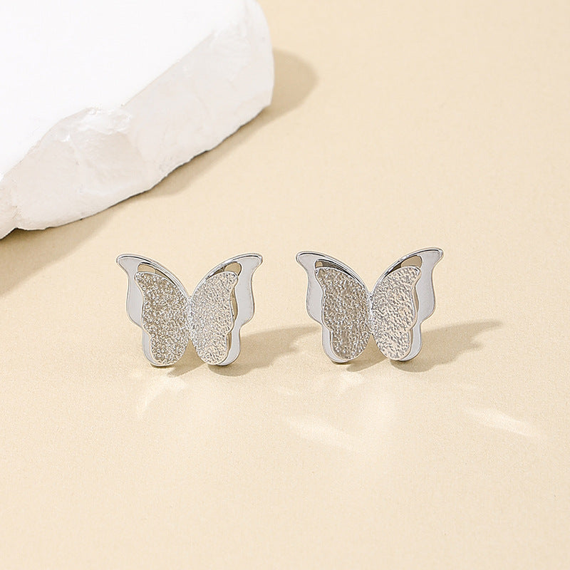 Korean Frosted Butterfly Earrings - Wholesale Women's Accessories