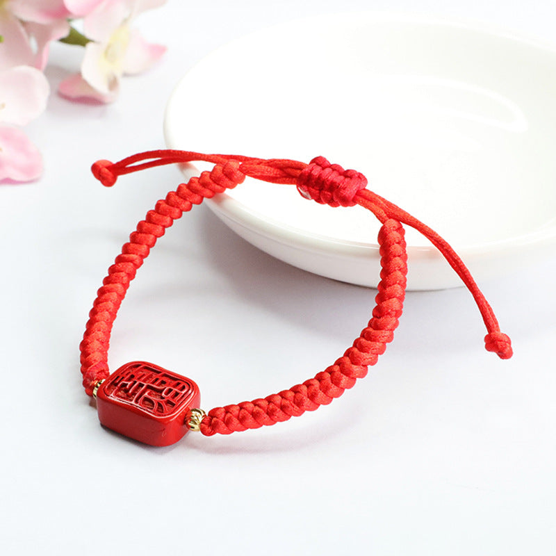 Cinnabar Bracelet with Red Sand Peace and Happiness Mitt Red Rope Jewelry