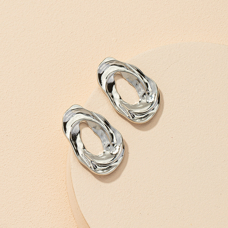 Exaggerated Fashion Metal Texture Earrings for Women - Vienna Verve Collection