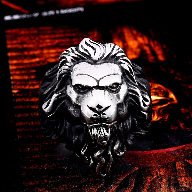 Wholesale Trendy Titanium Steel Men's Lion Ring - Cross-Border Fashion Jewelry for Men