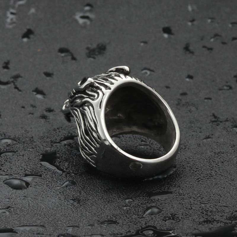 Titanium Steel Wolf Head Ring - Retro Hipster Punk Jewelry for Men